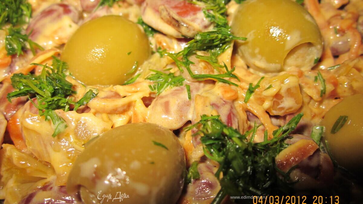 Зеленый салат с постным майонезом