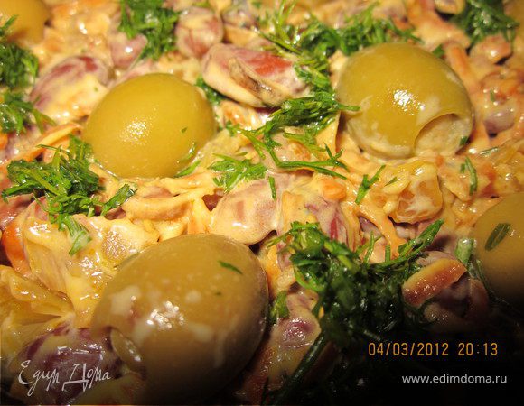 Зеленый салат с постным майонезом