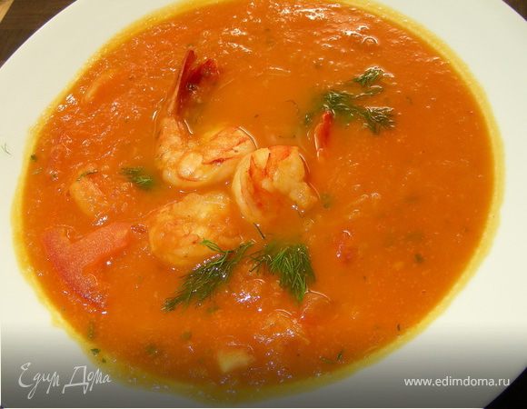 Томатный суп с фенхелем и креветками Томатный суп с фенхелем и креветками