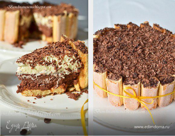 Шарлотка с шоколадно-малиновым муссом и воздушным ванильным кремом Шарлотка с шоколадно-малиновым муссом и воздушным ванильным кремом