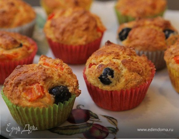 Маффины с оливками и сладким перцем 
