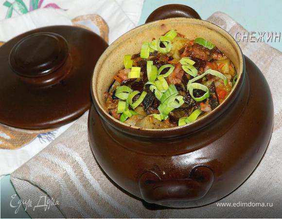 «Пражанина» (Мясо с овощами, черносливом и грибами в горшочках) «Пражанина» (Мясо с овощами, черносливом и грибами в горшочках)