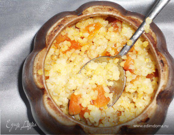 Пшённая кашка с курагой в горшочках