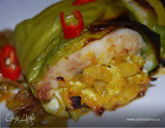 Рыбное филе в листьях лука-порея
