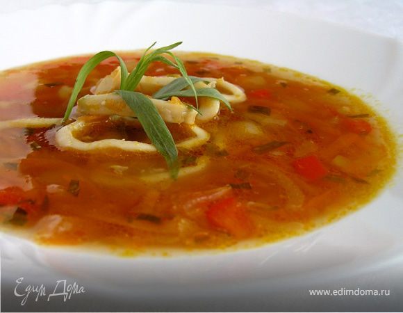 Суп с кальмарами и эстрагоном Суп с кальмарами и эстрагоном