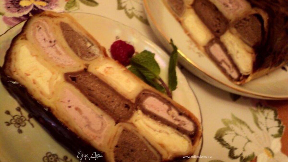 Блинный пирог с творожной начинкой