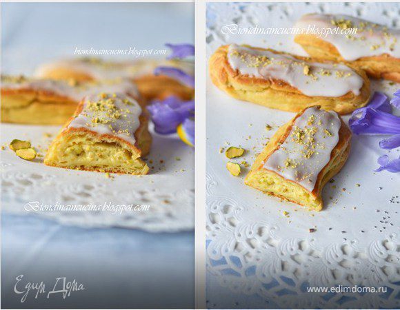 Эклеры с заварным фисташковым кремом (Секрет приготовления) Эклеры с заварным фисташковым кремом (Секрет приготовления)