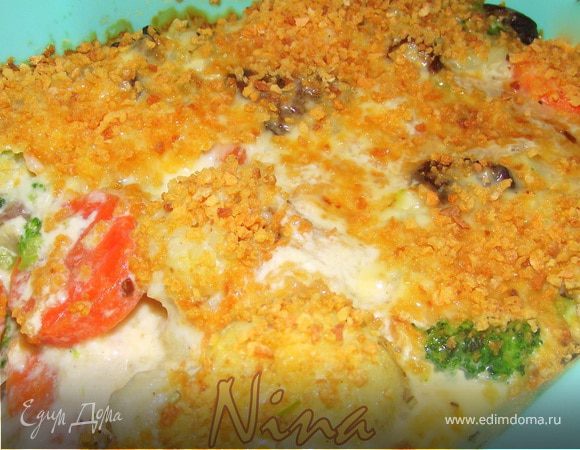 Цветная капуста под сливочно-грибным соусом