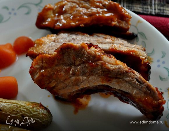 Свиные ребрышки в домашнем барбекю соусе