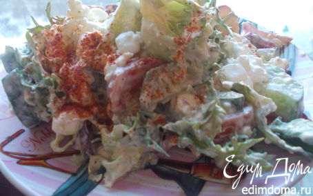 Рецепт Овощной салатик с заправкой из зерненого творога