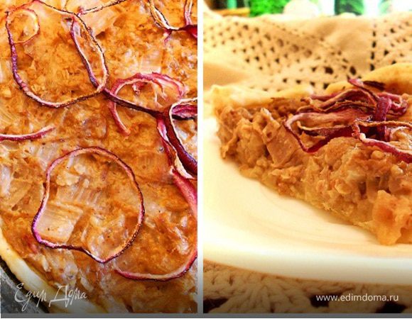 Постный "мясной" киш с капустой