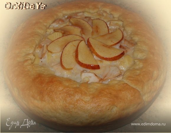 Яблочный пирог из вкусного теста со сливочной заливкой