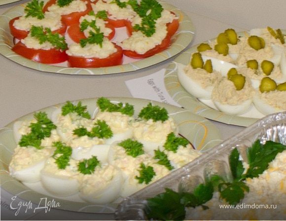 Яйца фаршированные тунцом и лососем