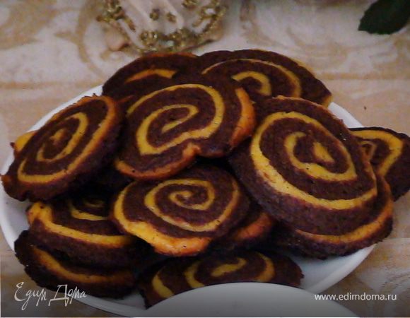 Шоколадно-апельсиновые полосатые колесики Шоколадно-апельсиновые полосатые колесики