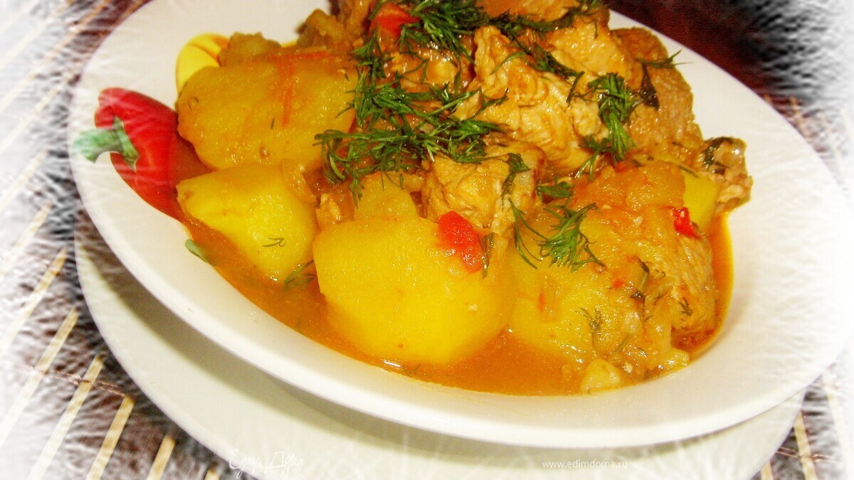 Тушеная картошка с мясом