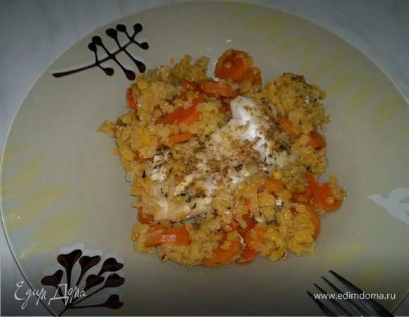 Почти паэлья из чечевицы и моркови с треской
