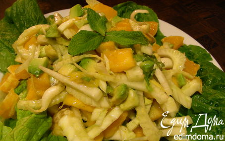 Рецепт Весенний салат с авокадо, манго, фенхелем и апельсином