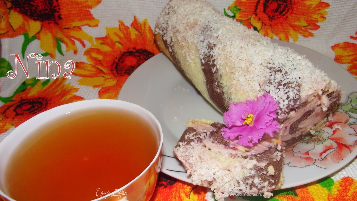 Вишнёвый полосатый рулет