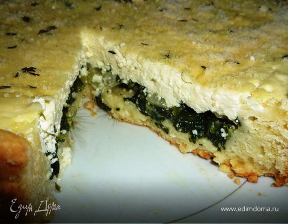 Творожный киш со шпинатом и сельдереем
