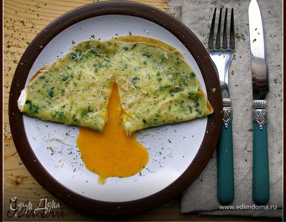 Яичница в шпинатных блинчиках Яичница в шпинатных блинчиках