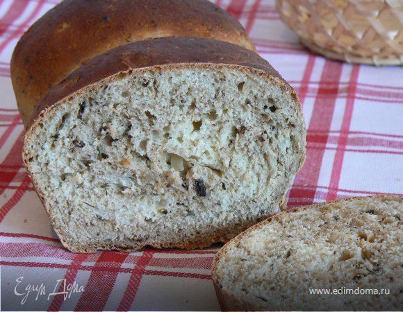 Хлеб с грибами,луком и укропом