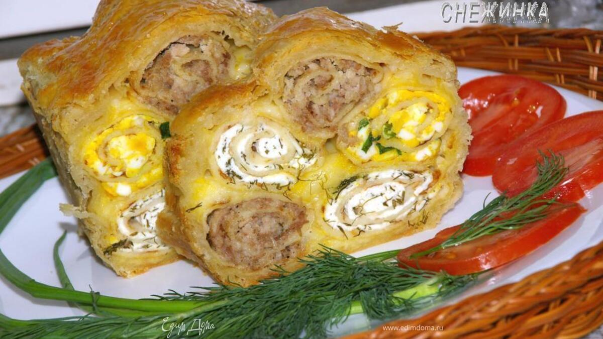 Ароматный и сочный пирог «Весенний» со слоеным тестом