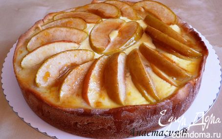 Рецепт Глазированный яблочно-творожный пирог на дрожжевом тесте