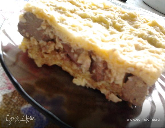 Суфле из куриной печени в вафельных коржах Суфле из куриной печени в вафельных коржах