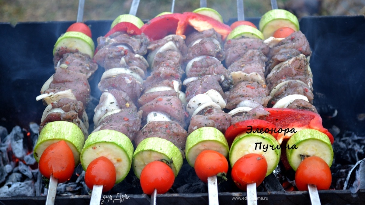 Шашлык с овощами + картошка