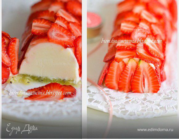 Йогуртовый террин с лимонным кремом, клубникой и киви