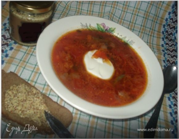 Борщ с грибами и стручковой фасолью Борщ с грибами и стручковой фасолью