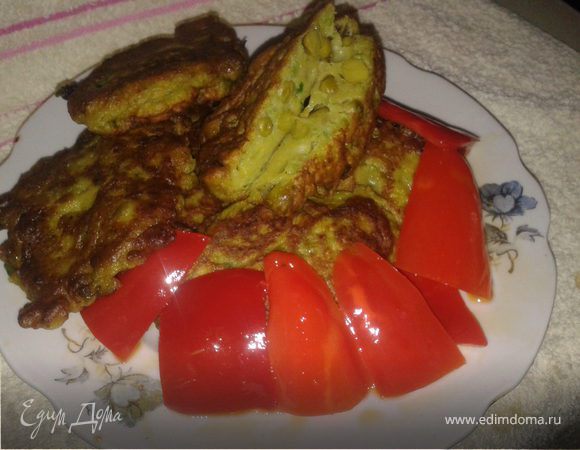 Весенние оладьи с горошком и зелёным луком Весенние оладьи с горошком и зелёным луком