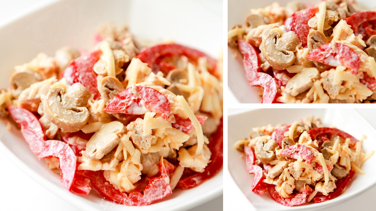 Салат с курицей и грибами