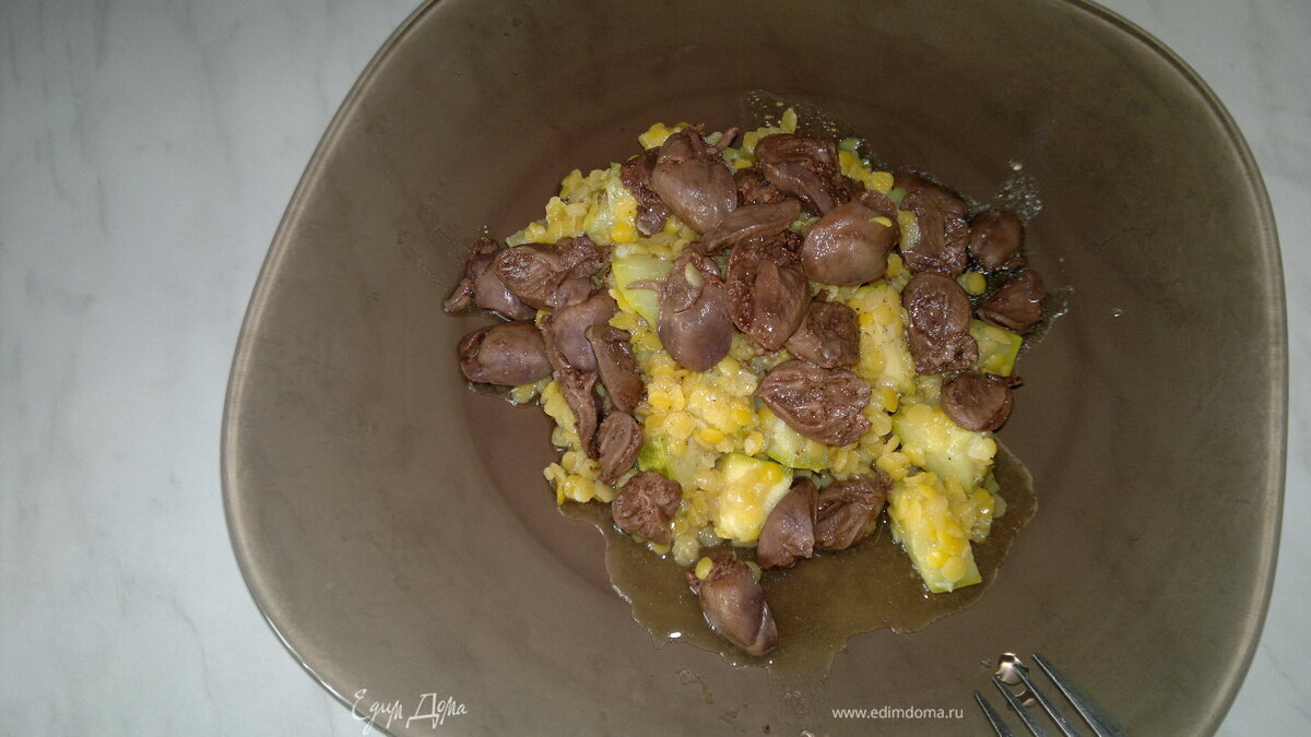 Чечевица с кабачком, чеснок с сердцем кролика