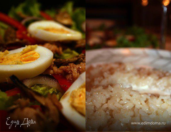 Ужин в Италии: салат с тунцом и ризотто по-милански