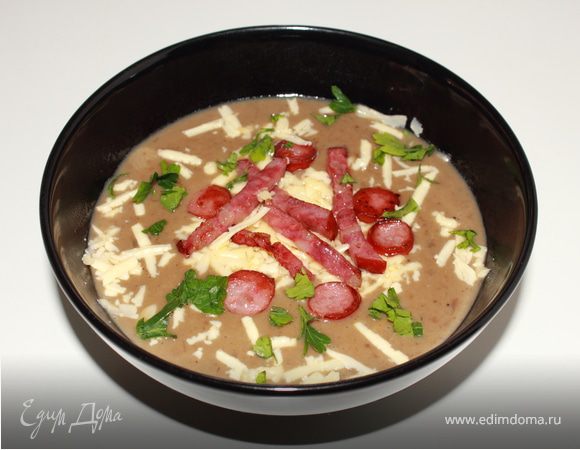 Сливочный грибной крем-суп с копчёностями Сливочный грибной крем-суп с копчёностями