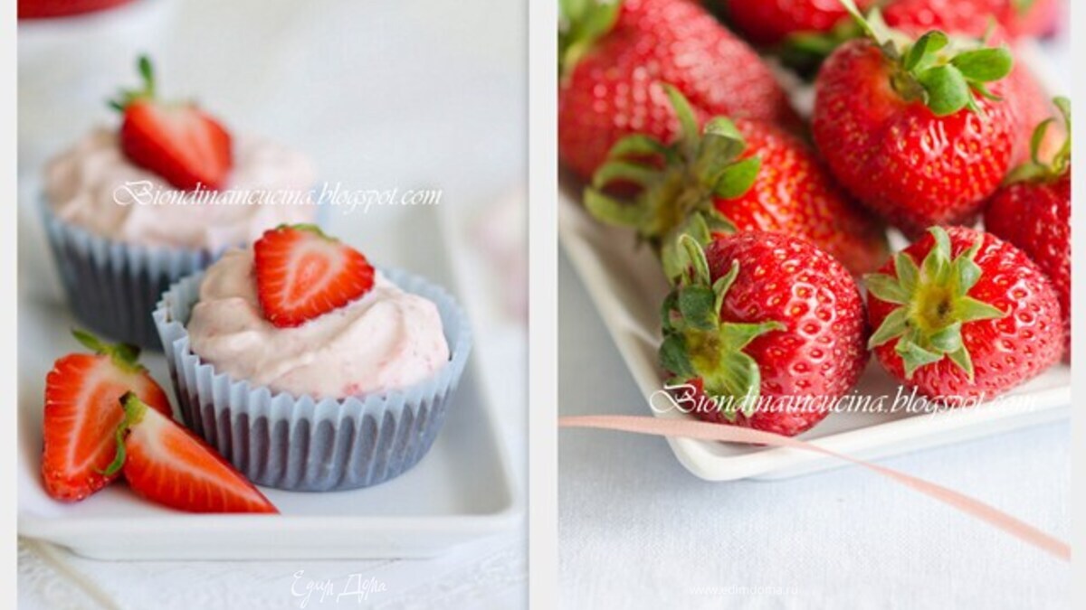 Шоколадные мини-чизкейки с воздушным клубничным кремом