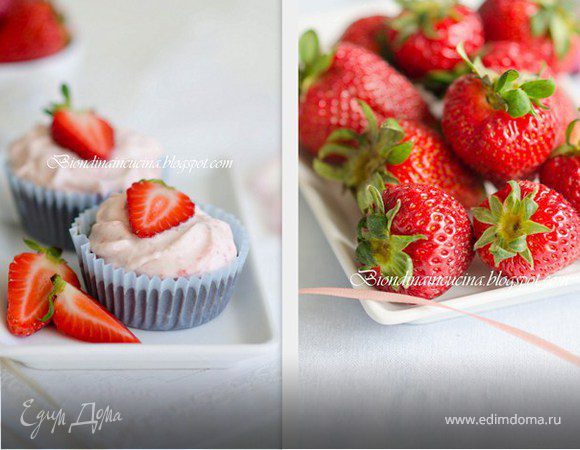 Шоколадные мини-чизкейки с воздушным клубничным кремом