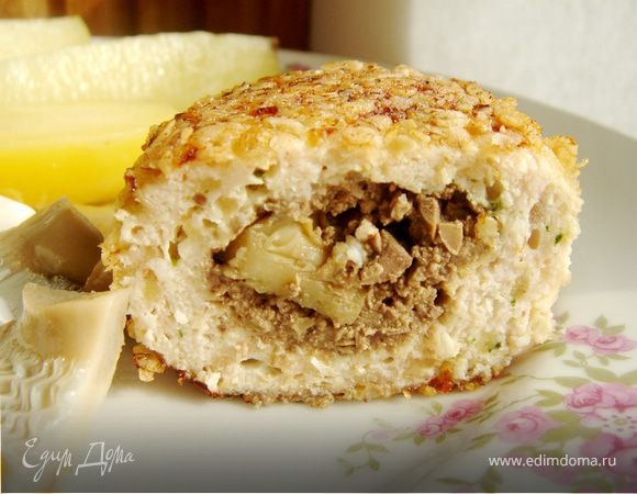 Куриные зразы с печенью и солёными груздями Куриные зразы с печенью и солёными груздями