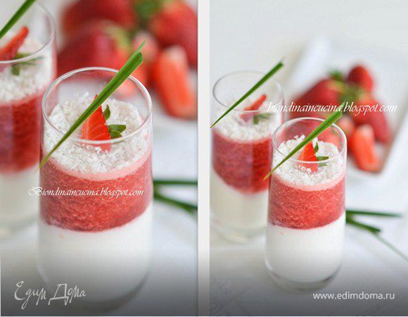 Тропические веррины с кокосовым кремом, йогуртом, апельсином и клубникой