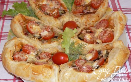 Рецепт Мини-пиццы с баклажанами и копченой курочкой