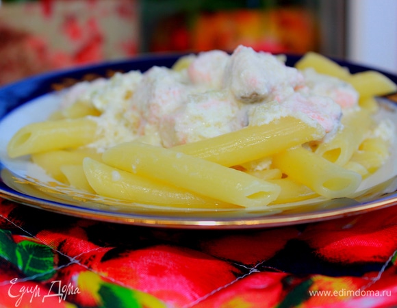 Паста с семгой в сливочно-сырном соусе Паста с семгой в сливочно-сырном соусе