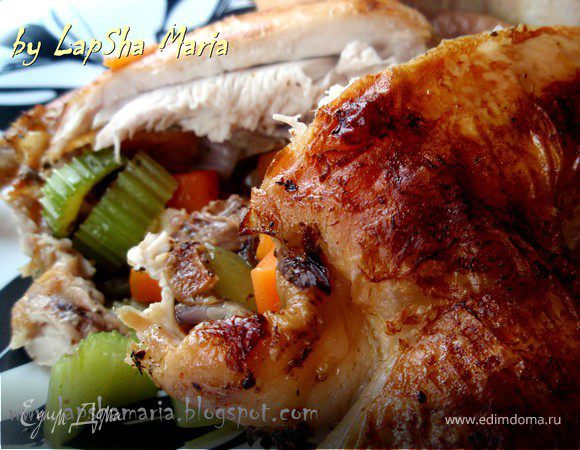 Цыплята, запеченные с овощами и травами