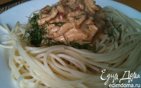 Рецепт Спагетти с курочкой в сырном соусе
