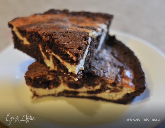 Шоколадно-творожный мраморный кекс