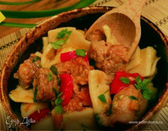 Душенина с овощами и галушками Душенина с овощами и галушками