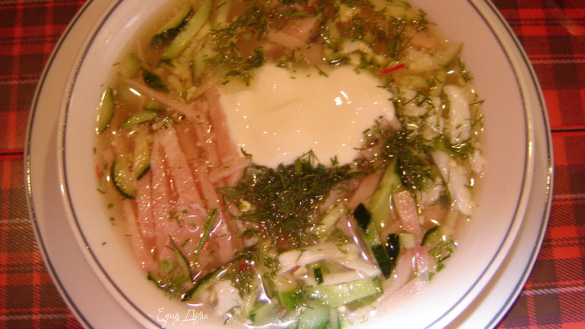 Окрошка с ветчиной