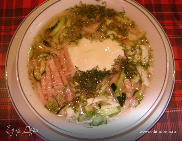 Окрошка с ветчиной