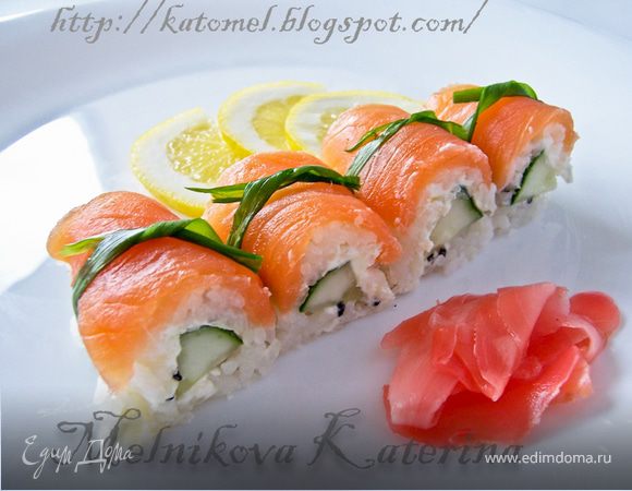 Cуши-ролл без нори с лососем и сыром «Филадельфия» Cуши-ролл без нори с лососем и сыром «Филадельфия»