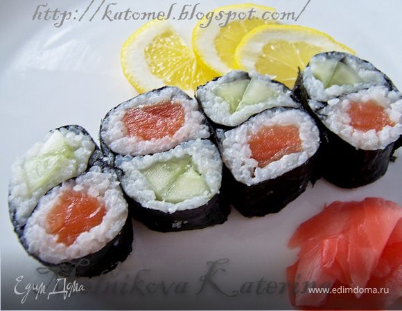 Двойной суши-ролл а-ля "Инь-Янь" Двойной суши-ролл а-ля "Инь-Янь"